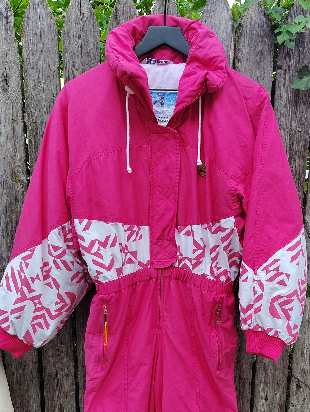 Retro Pink Insulated One-Piece Snow Ski Suit